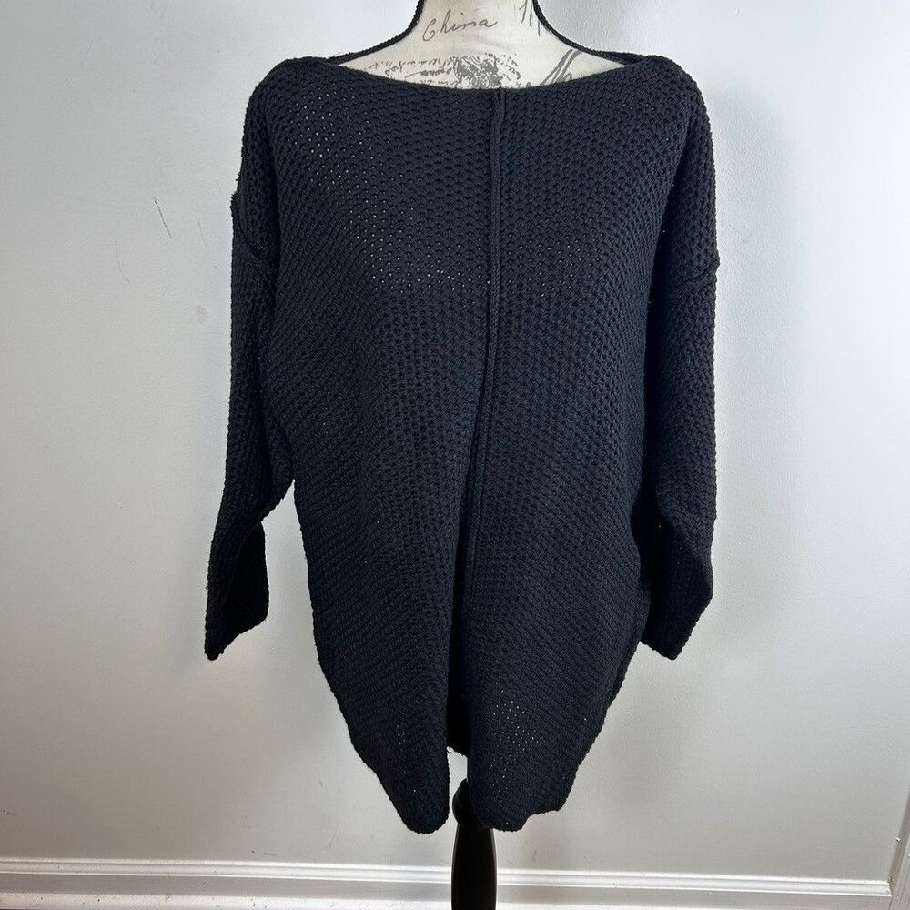 The Limited Women's Medium Black Knit Pullover Sweater Ramie Cotton Boat Neck